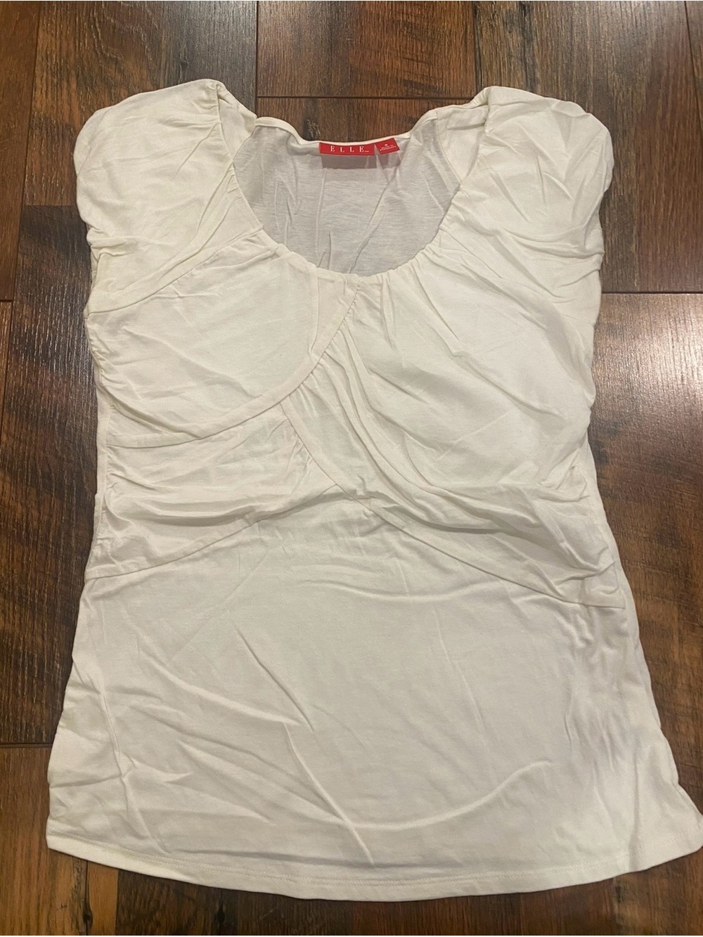 Elle ivory Scoop Neck Ruched Women’s Top size small